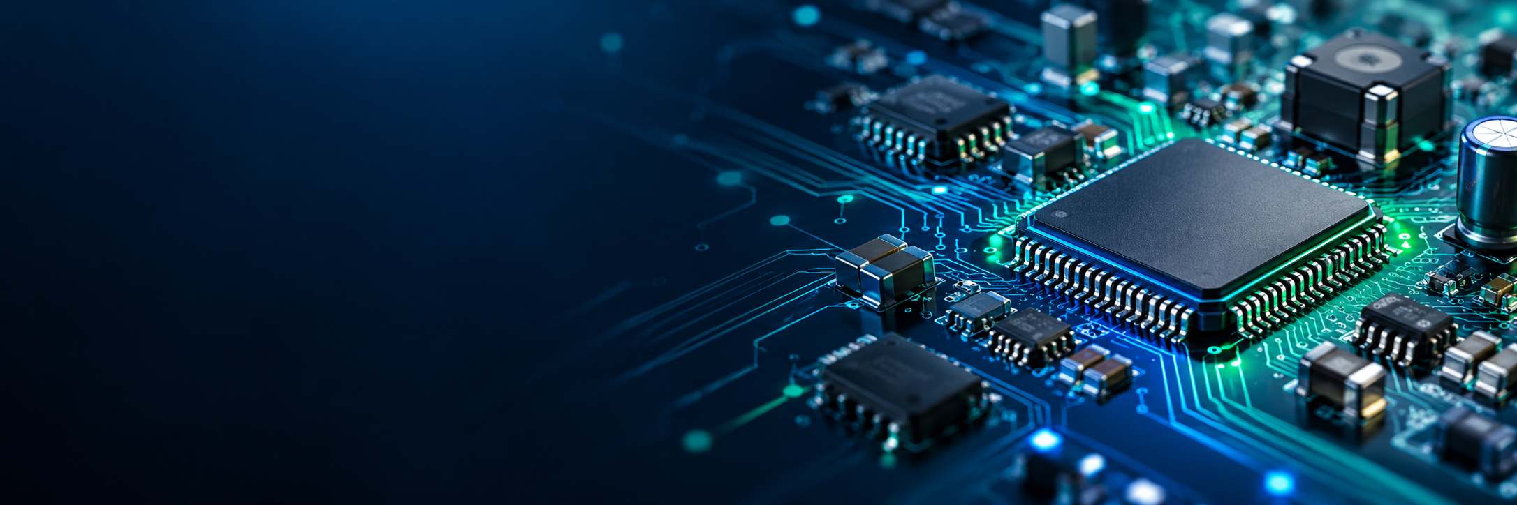 Electronic components on a circuit board