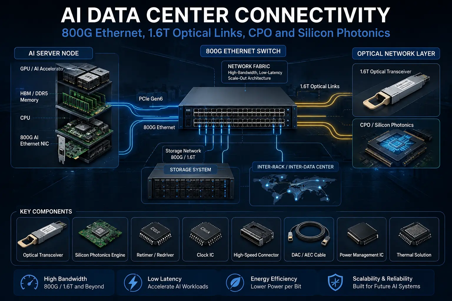 AI Data Center Connectivity Guide: 800G, 1.6T, CPO and Silicon Photonics